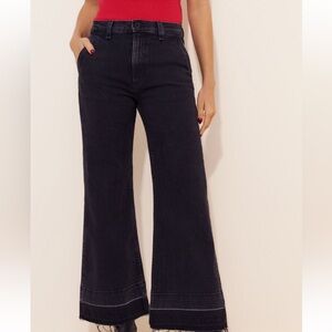 ASKK NY black High Waist Crop Wide Leg Trouser Jeans size 28 EUC